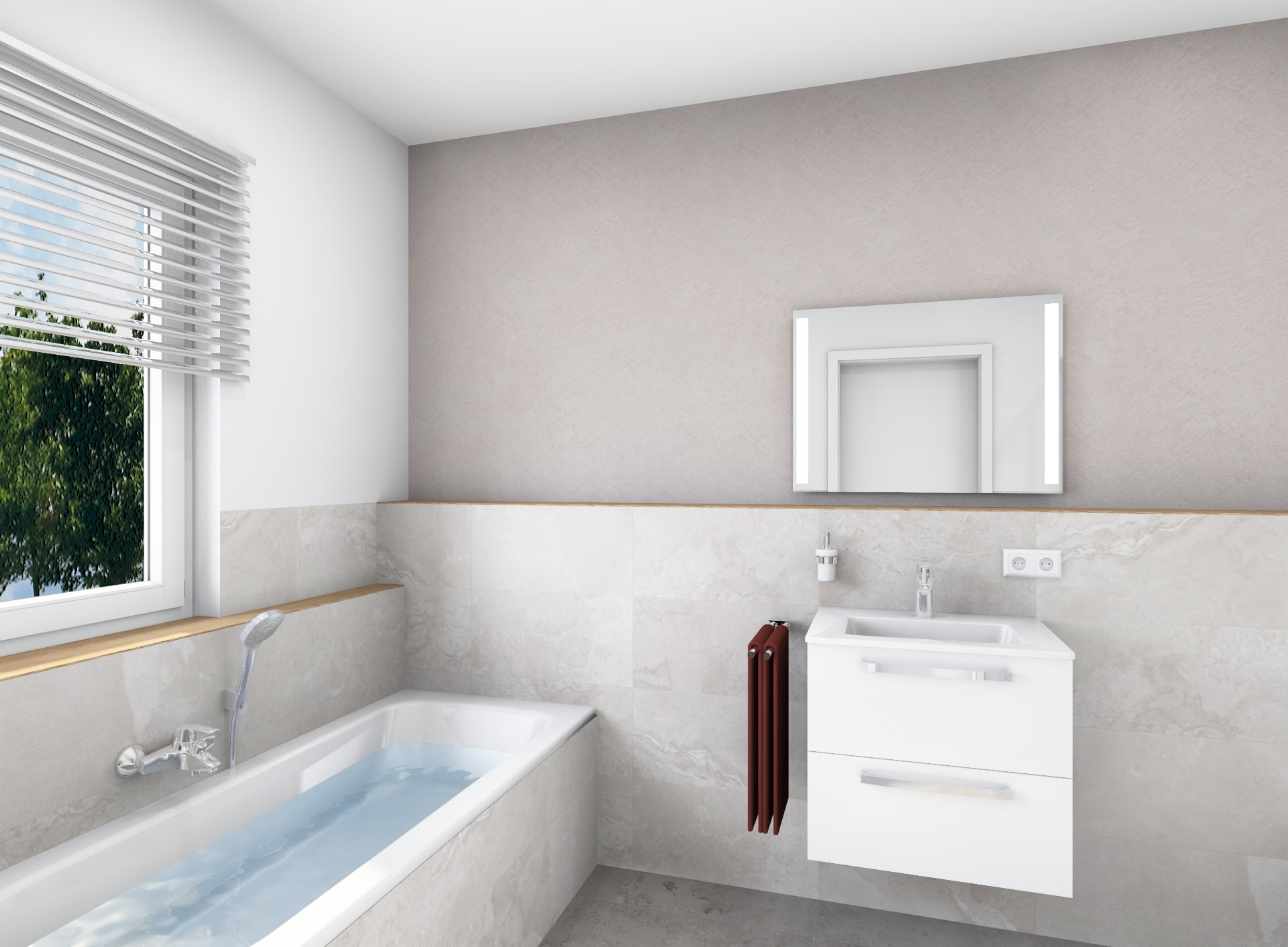 Modernes Badezimmer mit Badewanne in Komfort Ausstattung