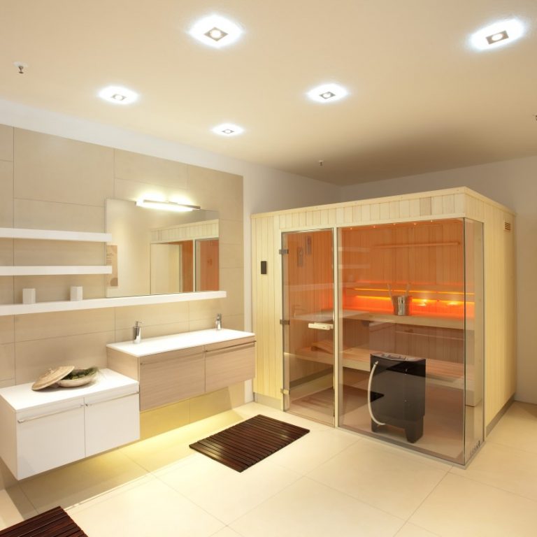 Abbildung Badezimmer mit Sauna und Beleuchtung von Brumberg